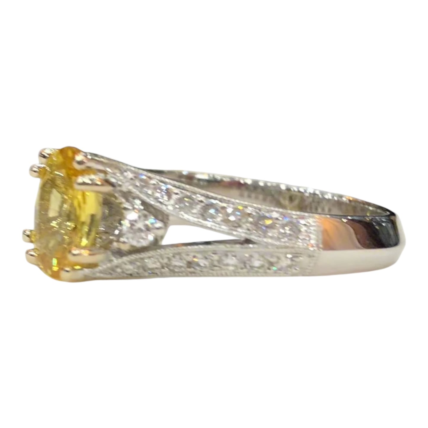 1.40 ct Yellow Sapphire and Diamond Ring