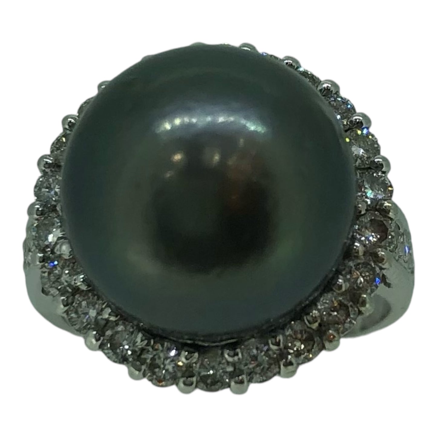 Tahitian Black Pearl and Diamond Ring