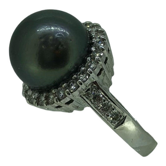 Tahitian Black Pearl and Diamond Ring