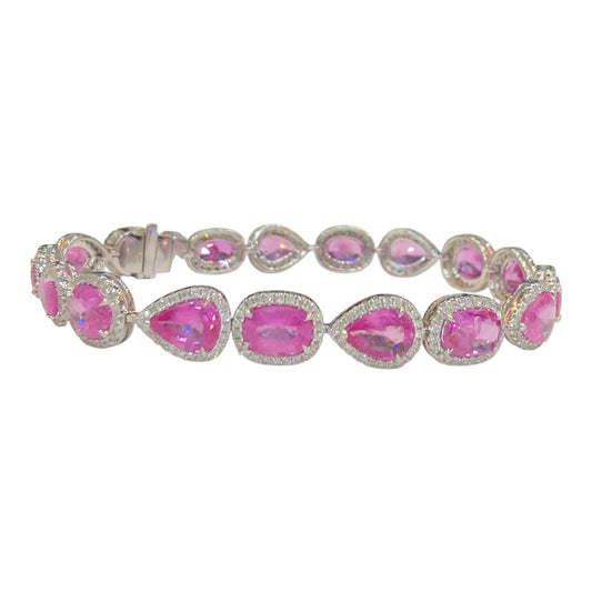 Pink Sapphire and Diamond Bracelet