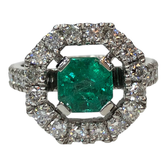 1.28 ct Columbian Emerald and Diamond Ring