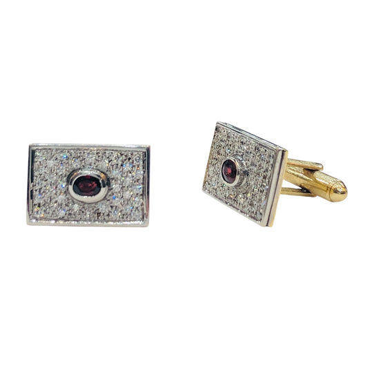 Burma Ruby and diamond cuff links