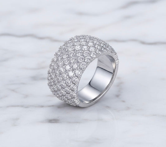 Sterling Silver Pave Set Moissanite Dress Ring
